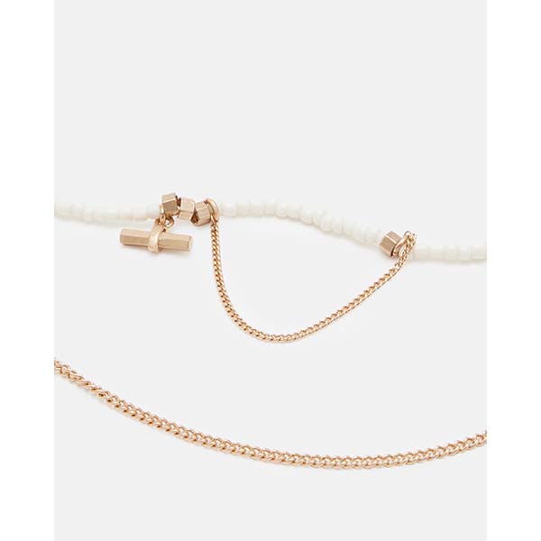 Allsaints Australia Womens Reina Bead Toggle Necklace Brass/White AU58-405